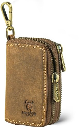 MATADOR Borsa per chiavi – Custodia per chiavi in vera pelle | Porta chiavi con doppie chiusure lampo YKK in metallo e moschettone | Mini custodia per chiavi di protezione organizzatore con elegante