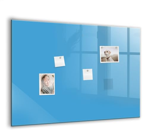Tableau magnétique verre trempé | Whiteboard effaçable, résistant et moderne | Inclut aimants puissants pour planification et notes - 100x70cm - Couleur bleue