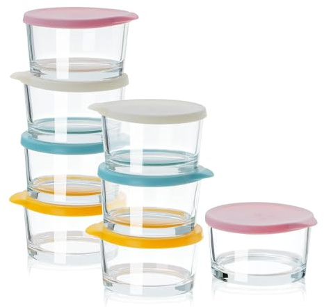 PISTISJACK 8 recipientes para aderezos para ensaladas, 200 ml, tarros pequeños con tapa, para aperitivos, salsas, especias, yogur, pudín