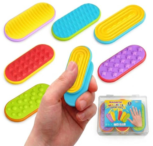 Magnetiska Fidget Toys Slider Set med 6 st med förvaringslåda – tyst sensorisk leksak med glidfunktion, kompakt och prydligt förvarad, tyst handaktivitet för vardagen, kontor och skola