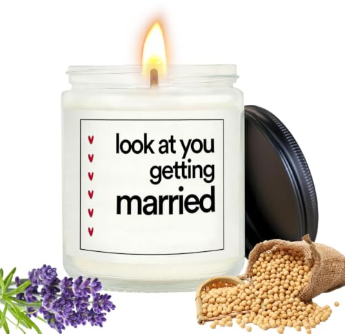 Funny Wedding Gifts, 3.5oz Lavender Scented Soy Wax Candle with Words Make People Laughing, Ideal Bachelorette & Bridal Shower Gift for Bride, Bride to Be, Engagement Gifts for Couples