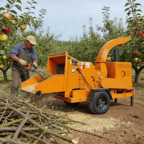 Trituradora de madera con orugas, máquina trituradora de madera de grado industrial para terrenos difíciles, potente máquina trituradora de ramas y troncos con cuchillas de acero al manganeso y