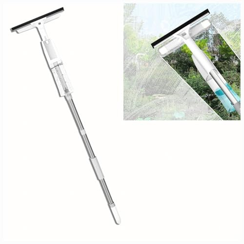 Teleskopisk fönsterrengörare 3-i-1 med mikrofiberdukar, utdragbart handtag för effektiv glasspegel och bilrengöring – mångsidig vaporisatör-lave-vitre.