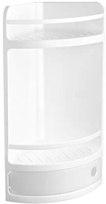 TATAY Armario Baño Rinconero con Cajon | Fijación con o sin Tornillos | Polipropileno | Incluye Tornillos | Fácil Limpieza y Montaje | Soporta hasta 6 kg | Plástico Resistente | 20x20x50 cm - Blanco