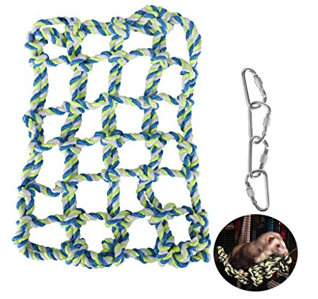 niCWhite Hängematte/Kletterseil für Kleintiere, Chinchillas, Frettchen, Hamster, aus Baumwolle, mit 4 Haken