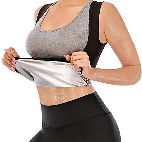Junlan Sauna Gilet Donna Fitness Canotta Sudore Sportivo Gilet Dimagrante Corpo Shaper per Perdita di Peso Snellente Corsetto (S, Nero)