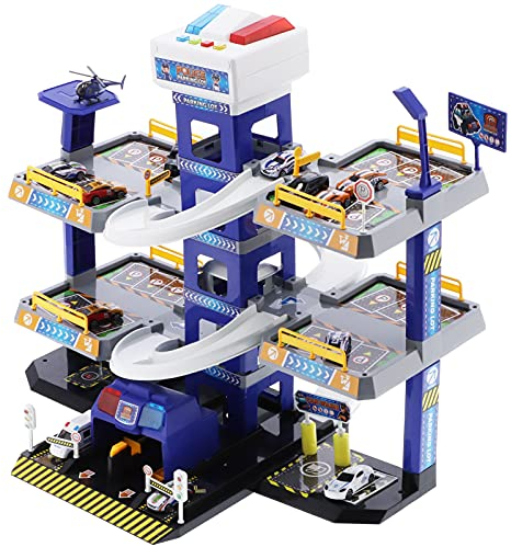 Arking Lot Kit de jeu pour garage de voiture - Grand jouet de parking avec 3 étages pour garage de voiture - Ascenseur DIY et circuit de course pour la maison