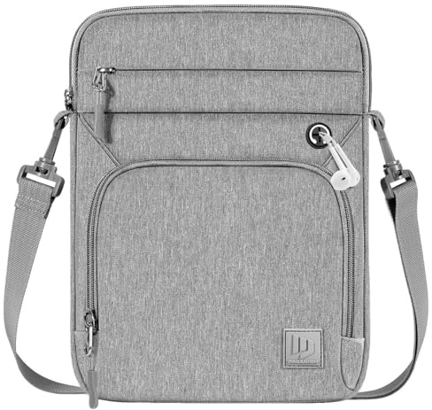Dadanism 9-11 Bolsa Protectora de Tableta con Correa Hombro para iPad A16 11, iPad Air/Pro 11, i-Pad 10.ª Gen/Air 5/4 10,9, i-Pad 9/8/7.ª Gen 10,2, Galaxy Tab A9+ 11, Idea Tab 11, Gris Claro