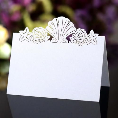50 piezas Tarjetas de Lugar Mesa 12 * 9cm Blanco Perla Tarjetas de Nombre Lugar para Decoración de Fiesta de Boda