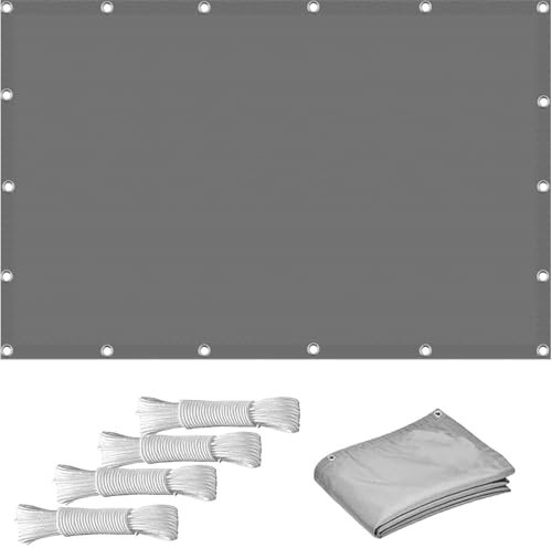 Balkon Sichtschutz Winddurchlässig 1.7 x 2 m Uv-Strahlen Blockiert Und Wasserdicht, Windschutz, Undurchsichtig Sonnensegel Rechteckig Sunsegel mit Ösen für Garten Terrasse Pergola, Hellgrau
