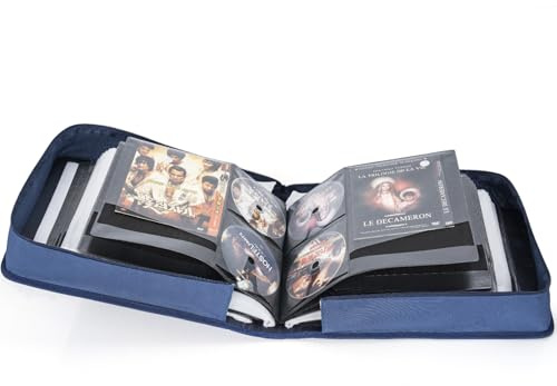 AKOZLIN Caja de almacenamiento para DVD CD con hojas de título extra anchas, portaencuadernación, cartera, álbum, bolsa de DVD, caja de almacenamiento para medios de película, 200 unidades de disco