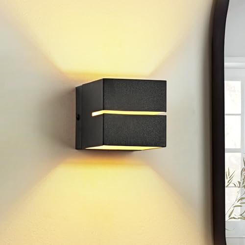 Doughelec Aplique pared Interior LED 6W, Lámpara de Pared LED G9 Reemplazable Luz de Pared Aplique Blanco Cálido 3000K Vintage Iluminación para Porche Dormitorio Pasillo Sala, Negro/Oro 1PCS
