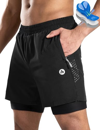 Nepest Mountainbike Hose Herren Kurz MTB Shorts Gepolstert 4D Radlerhose Mit Sitzpolster Mit Tasche Schwarz/Grau,3XL