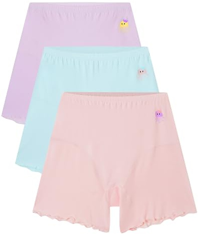 AMYNICE Lot de 3 Leggings Courts d'école pour Filles, Shorts de Danse Respirants et Confortables pour Enfants (5 à 6 Ans)