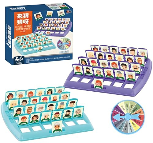 Bssowe Jeu de Société Classique, Jeu de Devine Qui Je suis, Jeu de Société pour Enfants en Famille, Qui Est-Ce, Jeu de Devinettes Raisonnement Cartes à Deviner Jeu Jouet, pour Enfants (Violet)
