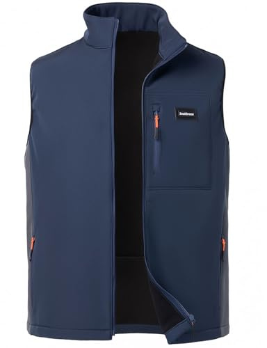 Voyagile Gilet Softshell pour Homme Coupe-vent Veste Doublé Polaire Sans Manches Légère avec Poches