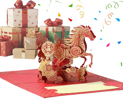 Cartes de Noël cheval | Papier cartonné léger à collectionner, cartes de vœux 2026, pour, hommes, femmes, maison, vacances, Nouvel An, fête intérieure
