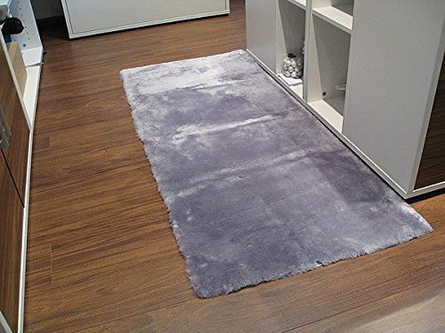 Reissner Lammfelle | FP-140-SIL | Hochwertiger Fell Teppich Bettvorleger Couchauflage | Echtes Merino Schaffell | rechteckig 140x60cm Silber