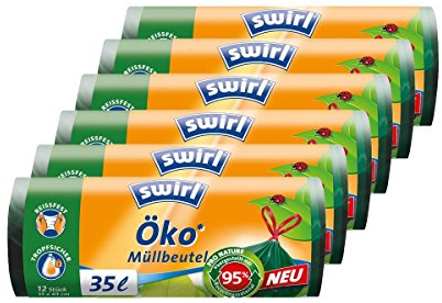 Swirl Öko Müllbeutel 35L 12 stk./ Rolle mit Zugband (6er Pack)