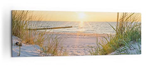 Panorama Bilder auf Leinwand 160x50cm Leinwandbild Düne Strand Meer Groß XXL Wanddeko Bild Schlafzimmer Küche Wandbilder Dekoration Wohnzimmer Wall Decor Canvas Wand Kunstdruck Art AB160x50-3989
