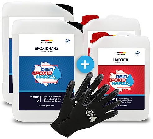 Résine époxy avec durcisseur | Kit GfK 42 kg | Qualité professionnelle claire et sans odeur | Résine de plastification et de coulée + gants de protection