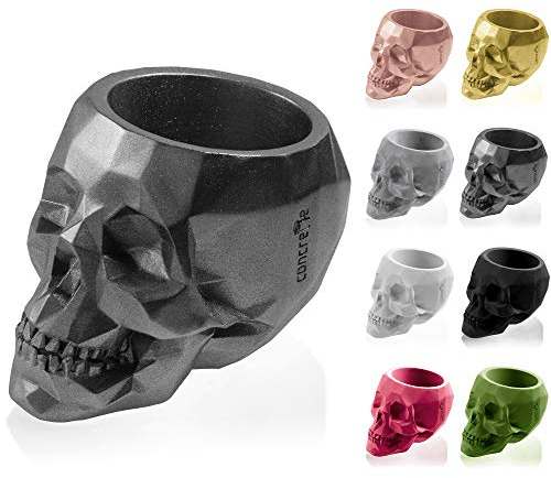 CONCRETTE Blumentopf Blumenkübel Zement-Pflanzkübel Übertopf aus Beton Skull Low-Poly Ø 5 cm/Ø 7,6 cm/Ø 11 cm/Ø 24 cm | 17 Farben