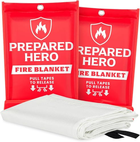 Hero antincendio coperta di emergenza, confezione da 2, per cucina e casa, 101,6 x 101,6 cm, in fibra di vetro