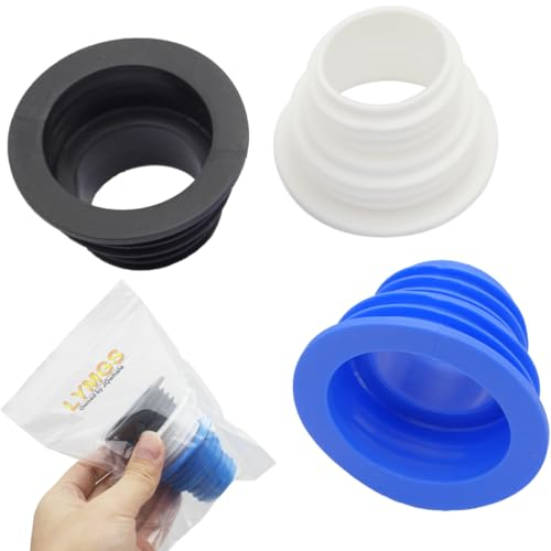 LYMGS Universal Fit Abflussrohr Schlauch Silikon Stöpsel Waschmaschine Ablaufschlauch Dichtungsstopfen Küche Rohr Kanalisation Dichtungsring Waschküche Badezimmer Badewanne, Schwarz Weiß Blau 3 Stück