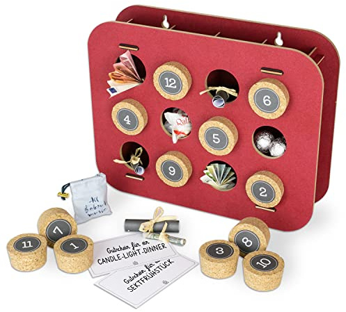 SURPRISA Geschenk-Kalender - Kreative Geschenkverpackung für Frau, Freundin, Mama - 12 individuelle Geschenke - Rot