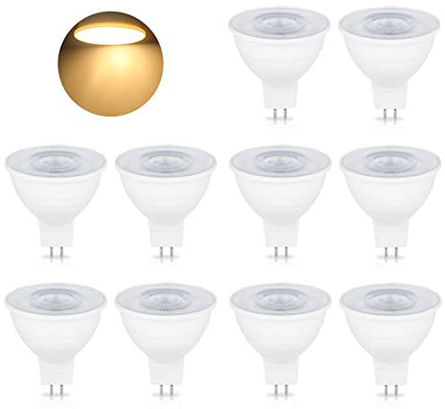 MR16 GU5.3 LED lampor, 5W 500LM Dimbar MR16 Spot-lampa AC 220-240V, Motsvarar 50W halogenlampa, 120° strålvinkel (Color : Warm White 3000K, Size : 10 PCS)