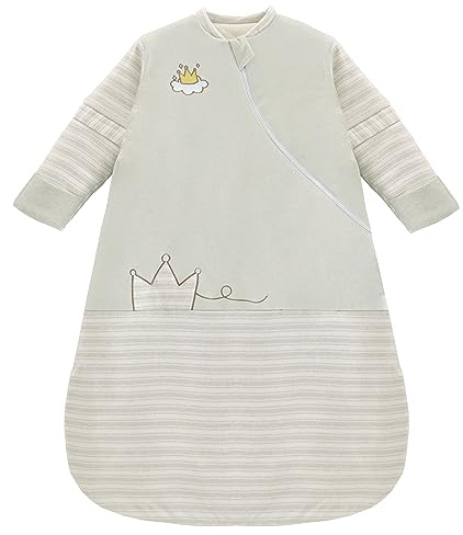 Chilsuessy Babysovsäck vinter med avtagbar långärmad ekologisk bomull babysovsäck små barn året runt halsduk pyjamas för pojkar och flickor, krona/2,5 tog, 75–90 cm