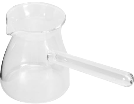 IMIKEYA Teiera turca in vetro – 350 ml turco Cezve vetro piccola caffettiera turca trasparente con manico laterale per caffè tè e latte burro