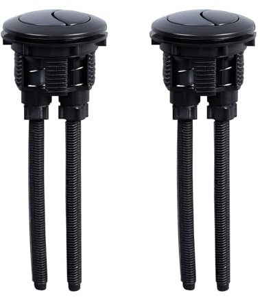 2 Pièces Bouton de Chasse d'Eau Noir, Remplacement du Bouton de Chasse d'Eau WC 38mm, Double Bouton Poussoir Chasse d'Eau Rond pour la Réparation du Réservoir d'Eau de la Salle de Bains