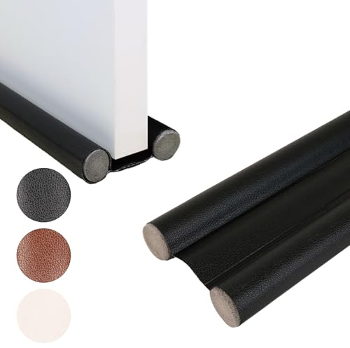 AKOKAN® Burlete para Puerta de Entrada - Exterior ó Interior | Burlete Bajo Puerta para Protección Térmica y Aislante del Frío/Calor | Tira de Sellado Aislante para Puertas, Fácil Montaje (Negro)