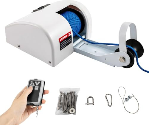 Guindeau électrique, guindeau Marin 12 V avec télécommande, kit de guindeau d'ancre de Bateau avec Ligne Bleue tressée de 100 Pieds, treuils de remorquage Robustes