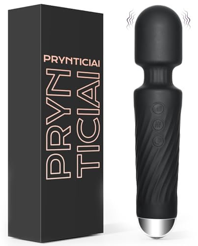 Wand Vibrator - Vibrator 20 Vibration Modes & 8 Speeds Quiet, Sex Toys Sex Wand PRYNTICIAI for Clitoris Stimulation (Black)