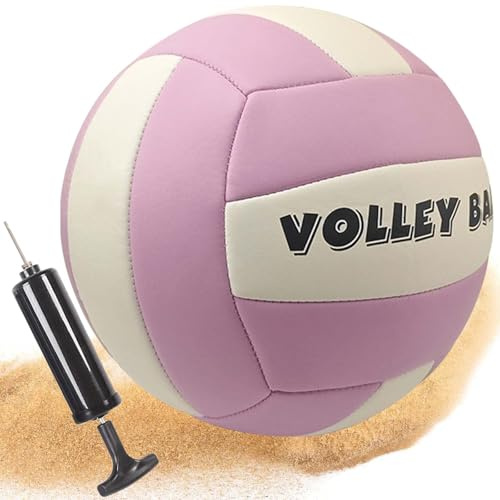 Behogan Ballon de beach-volley en cuir souple - Taille 5 - Pour jouer en extérieur et intérieur - Étanche - Officiel - Avec pompe à ballon - Pour filles, adolescents, adultes - Volley - Violet