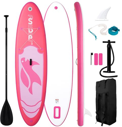 FunWater Inflatable Stand Up Paddle Board 10'6/11/11'6 Paddle Board for Adults & Youth, Paddleboards Inflatable with Premium SUP Accessories, Wide Stable, Non-Slip Comfort Deck (Pink Turtle)