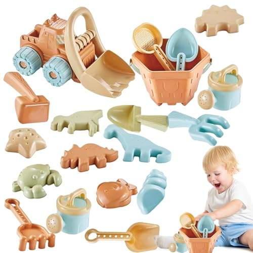 Kit de Bulldozer Moule Dinosaure Animaux de Plage pour – Ensemble de Jeu de Sable extérieur Amusant, Jouets d'activité créative Solides sans BPA | Jouets de Voyage Jouet interactif Parent-