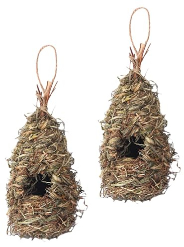 GARIOUANS Casas para Pájaros Tejidas a Mano 2 Unidades Nido de Pájaro de Colgante para Jardín Exterior E Interior Refugio para Colibríes Gorriones