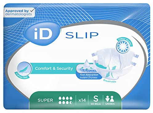 iD EXPERT Incontinence Brief Pads – Fast Absorbing, Heavy Protection Disposable Briefs for Men & Women, Leak Proof, Odour Control, Super Absorbent, Small (50-90cm), Pack of 14