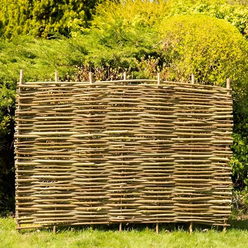 Papillon 5 Pack Premium Hazel Hurdle Garden Fence Panels Wattle Fencing Panel in Brown 1.83m x 1.5m (6ft x 5ft)