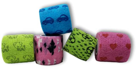 LisaCare Kinderpflaster Jungen & Kinderpflaster Mädchen - 5 Rollen selbstklebender Verband Kinder mit Motiven - Kohäsive Bandage für Menschen & Tiere - Größe wählbar (5cm)