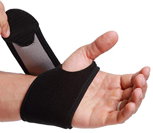 Neotech Care Wrist Band - Elastic & Breathable Fabric - Adjustable Compression Strap - Men, Women, Right or Left - Support Wrap for Protection or Sports (Black Colour, Size S, 1 Unit)
