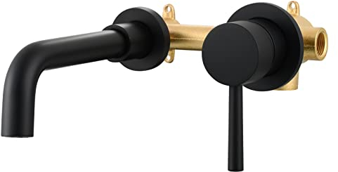 CIENCIA Latón negro pintura cuenca grifo, monomando montado en la pared baño mezclador cuenca grifos lavabo fregadero grifo para baño vanidad o cuenco fregadero, BB6083A