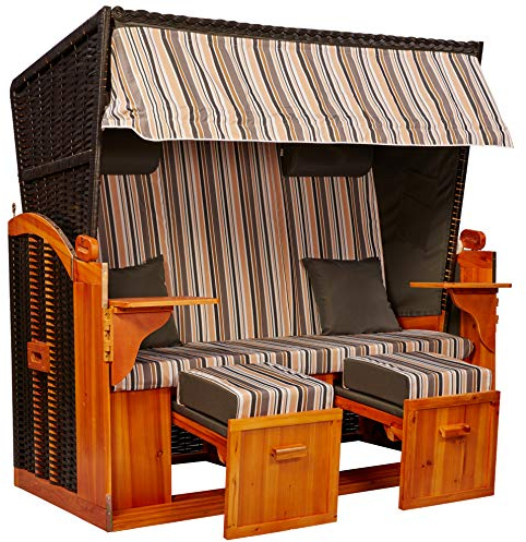 intergrill Strandschönheiten Strandkorb Claudia Ostsee XXL | 2,5-Sitzer Anthrazit Olive 7-teilig | Mit Schutzhülle | Perfekt für Garten Terrasse Balkon