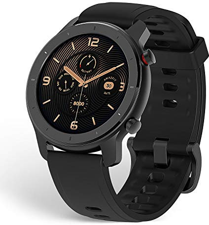 Amazfit GTR 42 Smartwatch Reloj Inteligente con Frecuencia Cardíaca y Seguimiento de Actividad, 42 mm, Batería de Larga duración 12 Días Negro