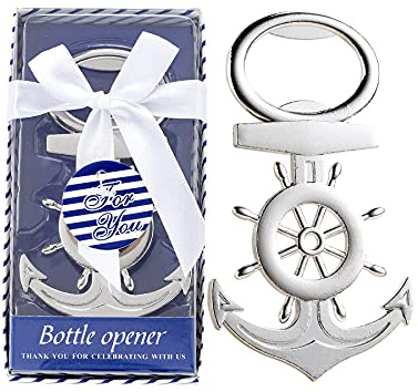 48 apribottiglie con design a forma di ancora, per bomboniere a tema nautico, regali per matrimoni, decorazioni da sposa o baby shower, souvenir per feste per ospiti con confezione individuale