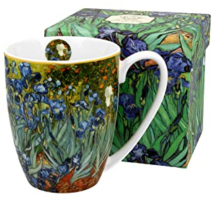 DUO ART GALLERY Klassischer Becher 380 ml IRISES New Bone China Porzellan