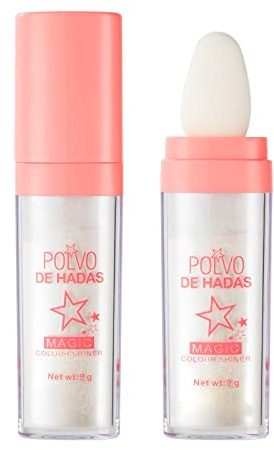 GL-Turelifes Evidenziatore Stick Soffio Fairy Glitter Polvere Sciolta Pennello Contouring Shimming Powder Tiktok Trucco (#01 Bianco)